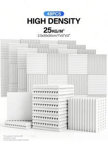 SHEIN ODEK PRETTY 48 Miếng - Tấm cách âm 12"X12"X1/2", Miếng xốp cách âm hình nêm giảm tiếng ồn và hấp thụ âm thanh cho phòng thu âm, phòng nhạc, phòng chơi game, podcasting | Tấm xốp cách âm mật độ cao (có keo hai mặt) - Nhiều màu - Xem 21