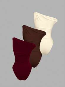 Set de 3 bodys de mujer con tirantes finos - Multicolor - Ver 3