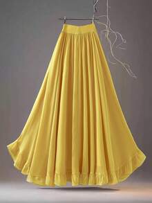 GlowEve Women's Yellow Vacation Double-Layer Tulle Skirt - Yellow - View 3