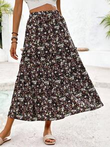 EMERY ROSE 女士印花半身长裙度假沙滩装 - 黑色 - 查看 3