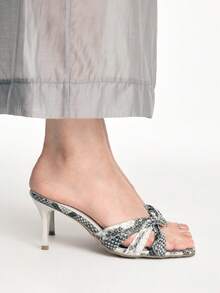 Mnmlis Women Heeled Sandals - Black and White - View 3