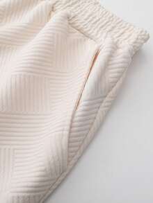 Manfinity Homme 男士纹理短袖 T 恤和短裤休闲套装，外出 - 黃色 - 查看 5