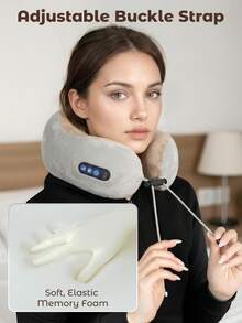 JMMO Electric Massage U-Shaped Pillow, Relaxes Muscles, Simulates Neck & Hand Massage, For Home Rest, Office Work, Long-Distance Travel, Gift For Women, Men & Families - Brown - View 5