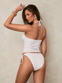 Swim Glamine Sweet Cherry Plaid Bikini Set - Coral Orange - View 2