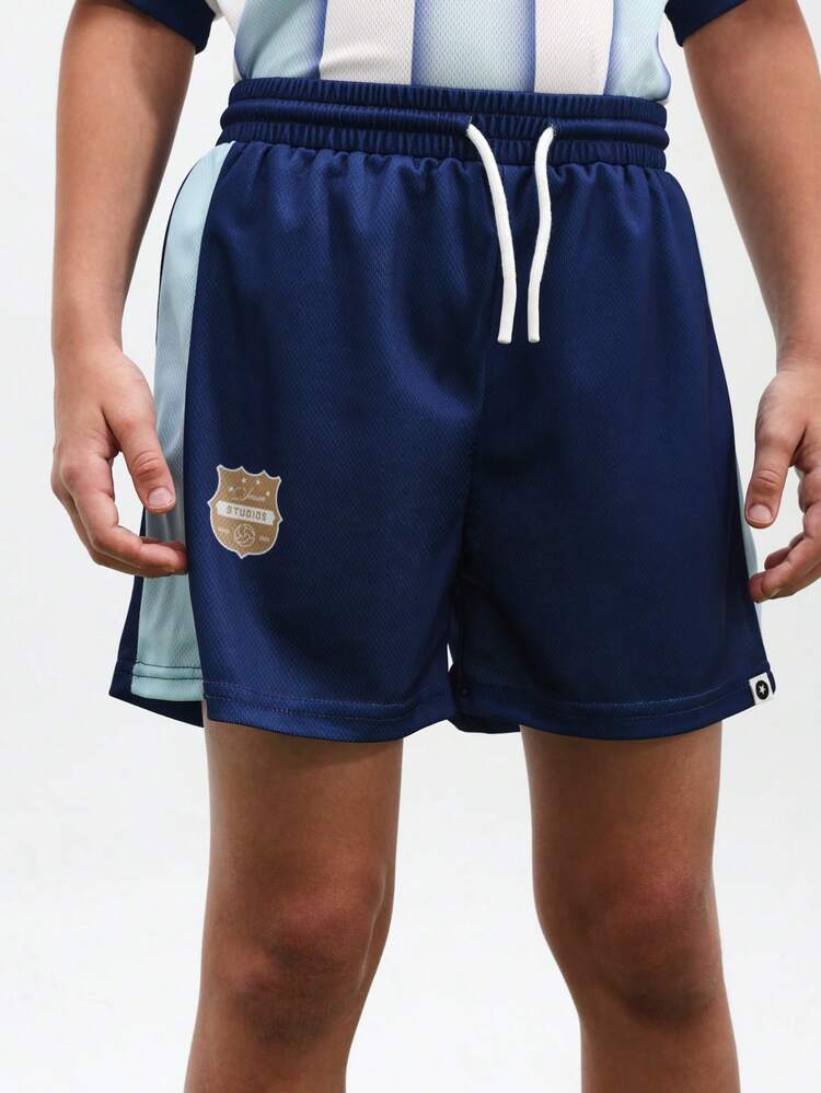 Boys Argentina Style Soccer Jersey And Shorts Set Light Blue White Striped Football Kit With Number 10 Print V Neck Short Sleeve Outfit , World Cup