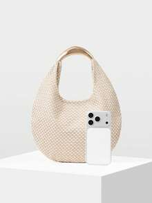 MOTF PREMIUM BOLSO DE MANO PARA DAMAS, ASA CON HERRAJES EXQUISITOS, BOLSO DE HOMBRO CASUAL PARA VACACIONES. - Blanco roto - Ver 4