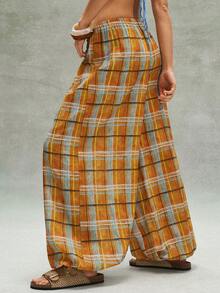 Bohemela 女士休闲格子宽松裤 - 彩色 - 查看 4