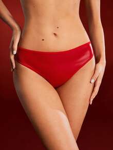 EmpressEnvy Red PU Patchwork Flame Pattern Sexy Punk Style Panties For Club Party - Red - View 3