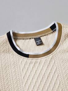 EGENSIO Men's Casual Contrast Trim Short Sleeve T-Shirt, Summer - Apricot - View 4