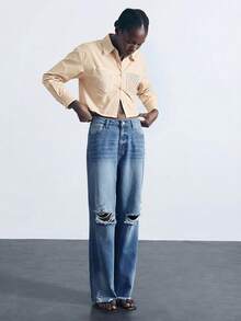 Maija 女士春夏水钻装饰时尚都市风翻领开襟长袖短款时尚衬衫，适合圣帕特里克节、复活节、中国新年、音乐节等场合。这款衬衫也适合夏季、海滩度假、外出、毕业典礼等场合穿着，休闲百搭。 - 杏色 - 查看 8