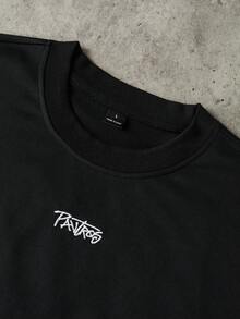 PAVTROS Men's Casual Letter Embroidery Round Neck Short Sleeve T-Shirt, Summer - Black - View 8