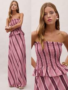Nöista SMOCK TOP AND LONG SKIRT SET - Pink - View 1