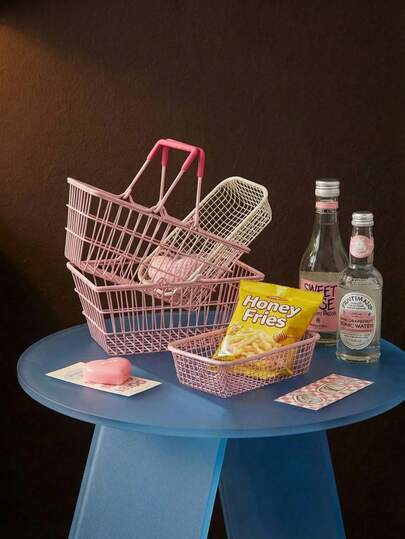 Joivida 1 Stück Mini Schreibtisch Korb, Dopamin Farbe Eisen Kunst Aufbewahrungskorb, Schmuckorganizer & Foto Requisit Ornament