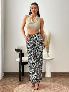 SHEIN QUẦN JEANS NỮ ỐNG RỘNG HỌA TIẾT DA - Nhiều màu - Xem 3