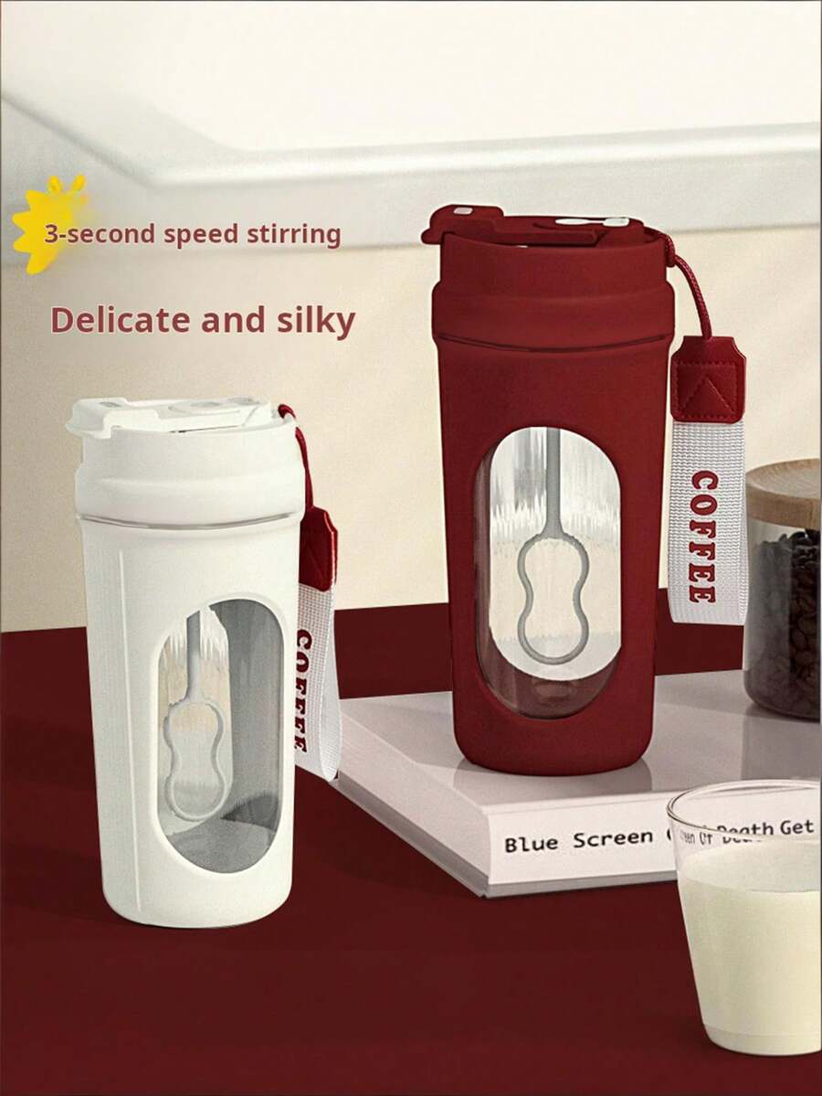 Teckwe 便攜式電動咖啡杯，支持 USB 充電，7,000 Rpm，適用於熱飲與冷飲，可攪拌咖啡粉、豆奶、燕麥片等，500mAh 可充電電池