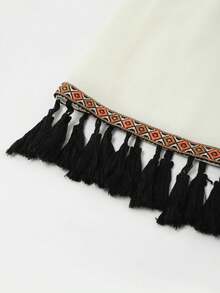 GlowEve Women's Single-Breasted Pleated Fringe Design Fashionable Chic Dress - Apricot - View 5