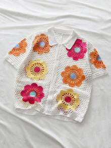 AXEPEAK 男士度假休闲撞色镂空针织开衫 - 白色 - 查看 5