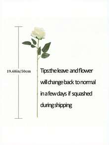 1pc/ 6pcs/ 10pcs Artificial Silk Roses Flowers Realistic Long Stem Fake Rose Bouquet For Home Wedding Party Mother Day Valentine Table Centerpiece DIY Arrangement - White - View 3
