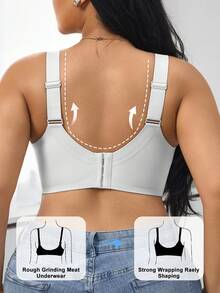 1件装女士简约舒适纯色果冻凝胶支撑型不可拆卸罩杯无钢圈加大码文胸 - 白色 - 查看 2