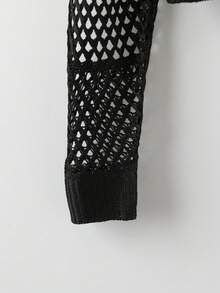 GlowEve Women's Summer Casual Vacation Hollow-Out Knit Sweater And Pants 2 Pieces Set - Black - View 4