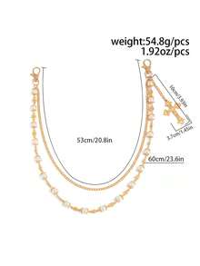 ROMWE Goth 1 chiếc dây đeo quần phong cách cổ điển, thanh lịch, tối giản, đính pha lê và ngọc trai giả nhiều màu sắc, dây đeo chéo vai dành cho nam giới theo phong cách punk hip hop, dùng để trang trí quần. - Vàng vàng chéo ngọc trai chuỗi eo - Xem 5