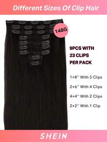 100% Real Human Hair Extensions 9PCS Invisible Straight Clip In Hair Extensions 14-24 Inch 148G Dark Brown Color Double Weft Clip Hair Extensions Remy Natural Human Hair - S2 - View 5