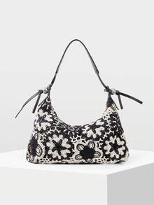 MOTF 女士单肩包，花卉图案包，波西米亚风，夏季沙滩包，旅行必备，邮轮必备，女士度假装扮，钩针编织套装（图案随机） - 彩色 - 查看 3