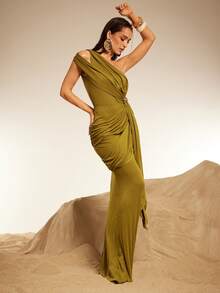 Silquee Chân váy ôm sát xếp ly màu xanh lá cây, đa năng cho những buổi hẹn hò lãng mạn, kỳ nghỉ biển, năm mới, Giáng sinh, đi làm, những dịp trang trọng, ngày Valentine, đám cưới và các bữa tiệc chính thức. - Màu xanh Ô liu - Xem 9