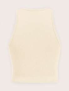 Slaydiva Áo tank top nữ cỡ lớn dáng ôm, cổ tròn, họa tiết chữ đô la, chất liệu cotton pha. - Màu be - Xem 2