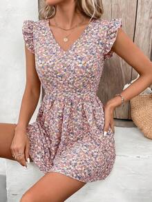 SHEIN Frenchy 女士碎花露背系带A字连体裤 - 彩色 - 查看 6
