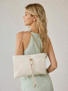 MOTF BOLSO DE MANO PARA DAMAS, BOLSO DE MANO CUADRADO CON HEBILLA DELICADA - Beis - Ver 8