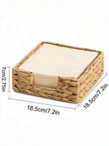 1PC Handwoven Water Hyacinth Rattan Wicker Square Natural Napkin Holder Basket Serving Tray For Kitchen Dining Room Table Decoration Storage Organizer Countertop Home Decor - Brown - View 16