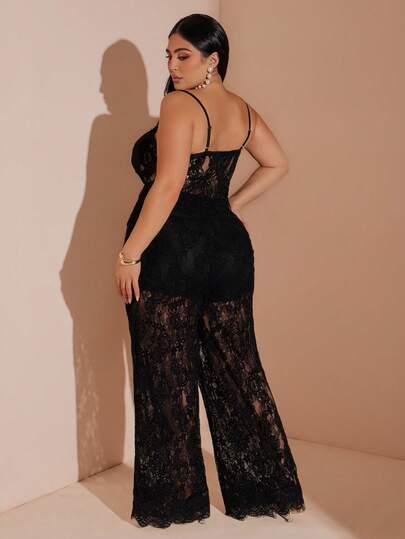 SHEIN BAE Plus Size Women's Black Lace Cup Camisole Top, Long Lace Pants, 2 Piece Set, Black Outfit, Plus Size Set, Beach Holiday Party Suit,Vacation Outfits Women,Beach Outfits For Woman,Summer Outfits For Women,Summer Outfits,2 Piece Sets Woman,Two Piece Set Women,Birthday Outfits For Women,Skirt,Holiday Outfits For Women,Festival Outfits For Women ,Summer Holiday Outfits,Plus Size Sets, Plus Size Women Clothes, Party,Elegant,Wedding,Graduation,Beach Vacation Outfits For Women,Music Festival,Concert,Graduation,Casual Outfit ,Vacation Outfits Women,Summer Holiday Outfits,Y2k,Office Attire For Women,Festival,St Patrick's Day,Going Out,Beach,Elegant ,Graduation Outfit For Mother,Casual,Holiday Outfits,Y2k,Sexy