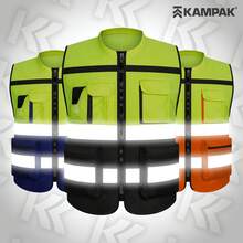 KAMPAK KW553 高能见度反光背心，带多功能口袋和加固扣件，适用于工作、食品和工业场所。 - negro - 查看 2