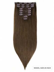 100% Real Human Hair 9PCS Straight Clip In Hair Extensions 148G 14-24 Inch Chocolate Brown Color Double Weft Invisible Clip Hair Extensions Remy Natural Human Hair For Women Girls Daily Use - S4A - View 2