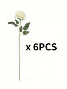 1pc/ 6pcs/ 10pcs Artificial Silk Roses Flowers Realistic Long Stem Fake Rose Bouquet For Home Wedding Party Mother Day Valentine Table Centerpiece DIY Arrangement - White - View 8