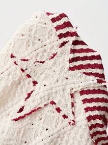 Bohemela Women's Summer Y2K Casual Fashion, Resort Bohemian Country West Music Festival Casual Textured Knit Striped Patchwork Star Pattern Appliques Embroidery Decoration Loose Wide Leg Women's Trousers - Multicolor - View 9