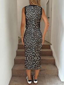 SHEIN LUNE 女士休闲豹纹纽扣开衫迷你裙两件套，适合春夏穿着 - 彩色 - 查看 2