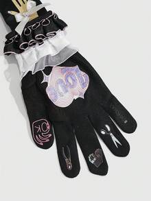 ROMWE 1 chiếc cà vạt kiểu Punk độc đáo in hình cây cọ. Cà vạt không cần thắt, phụ kiện áo sơ mi dành cho nữ dự lễ hội âm nhạc. - Nhiều màu 2 - Xem 3