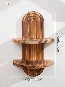 SHEIN 1 件木制拱形顶墙搁板，垂直板条设计装饰展示架，现代客厅和卧室家居装饰，用于展示装饰品的储物架 - 彩色 - 查看 14