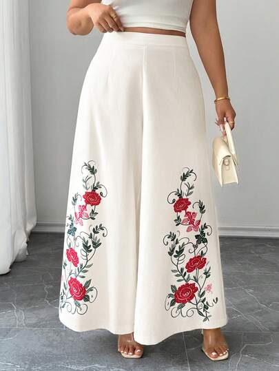 Elenzga Damskie eleganckie spodnie w stylu vintage, casualowe, z wysokim stanem i szerokimi nogawkami, długie, w kolorze morelowym, uniwersalne na lato