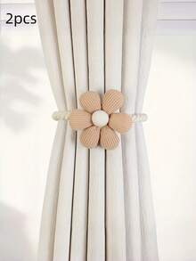 1/2PCS Adjustable Fabric Flower Cute Button Loop Creative Holdback Decorative Floral Pastel Curtain Tieback Straps Home Living Room Bedroom Decor Wedding Party Housewarming Gift Aesthetic Boho Cottagecore DIY - multicolor - View 10