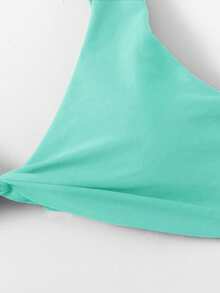 Swim Basics Women's Solid Color Casual Bikini And Triangle Panty Swimwear Set - Mint Green - View 4