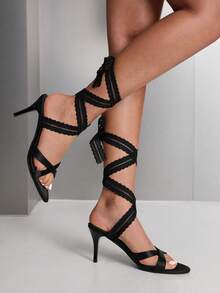 CUCCOO SZL Sandalias de tacón para mujer - Negro - Ver 1