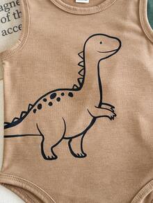 SHEIN Playful Pals 3pcs Baby Boy Cartoon Dinosaur Print Bodysuit Set - Multicolor - View 6