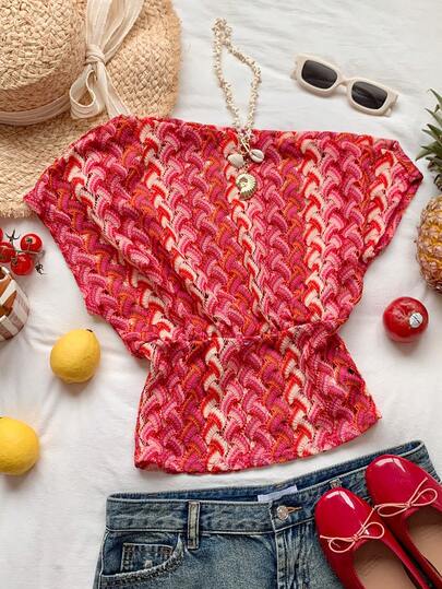 Comfortcana Camiseta de punto con cuello asimétrico y calado para mujer, de estilo casual