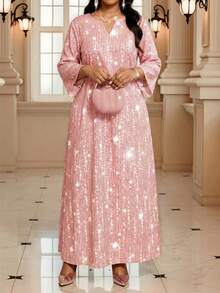 Fleurora 大码粉色连衣裙 夏季连衣裙 春季连衣裙 派对连衣裙 优雅派对连衣裙 婚礼宾客连衣裙 女士婚礼及活动优雅连衣裙 女士奢华晚礼服 女士正式连衣裙 长款派对连衣裙 - 粉色 - 查看 6