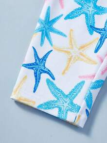 SHEIN Baby Girl Palm Tree Print Long Sleeve Romper Swimsuit With Shorts - Multicolor - View 5