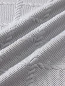 Mercer Haus Polo col montant texturé de couleur unie pour hommes, adapté pour les vacances d'été tropicales à Hawaï. - Gris - Voir 5