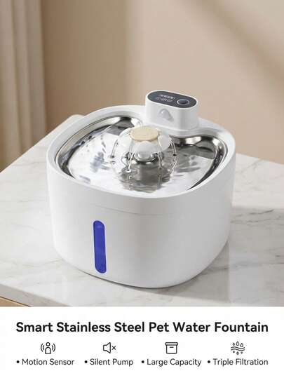 PETSIN Dispensador de agua automático inalámbrico para gatos - 88 onzas / 2.6 litros / 0.69 galones, con sensor de movimiento que detecta automáticamente el suministro de agua, ultra silencioso - Dispensador de agua para mascotas con batería